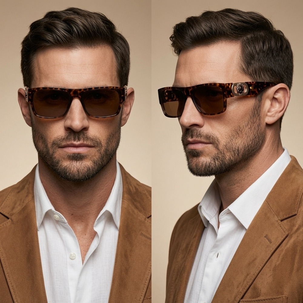 Mens Tortoise Sunglasses Eyewear Luxury Aesthetic Suede Jacket Style 90s Fashion